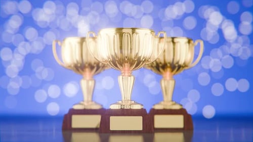 The concept of success in business. Victory. First place in a computer game. The winner's cup. The w