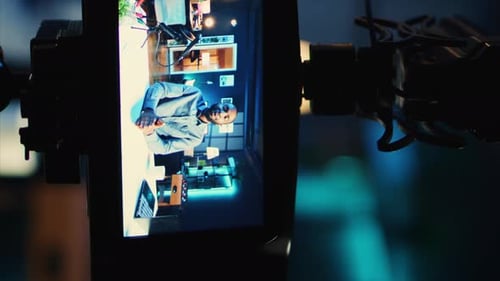 Behind the Scenes Broadcast Technology Man at Desk