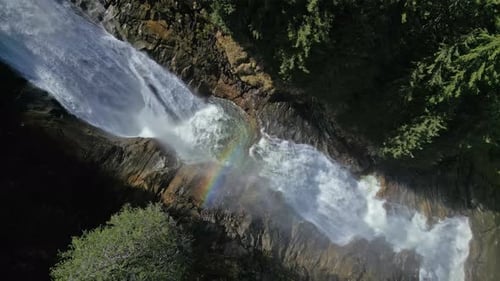 Krimml Waterfalls in Austrian Alps Aerial View