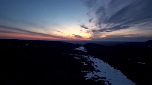 Redorange Sunrise with Mountain View
