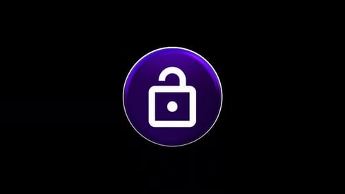 3D Rotating Unlock Padlock Icon Animation