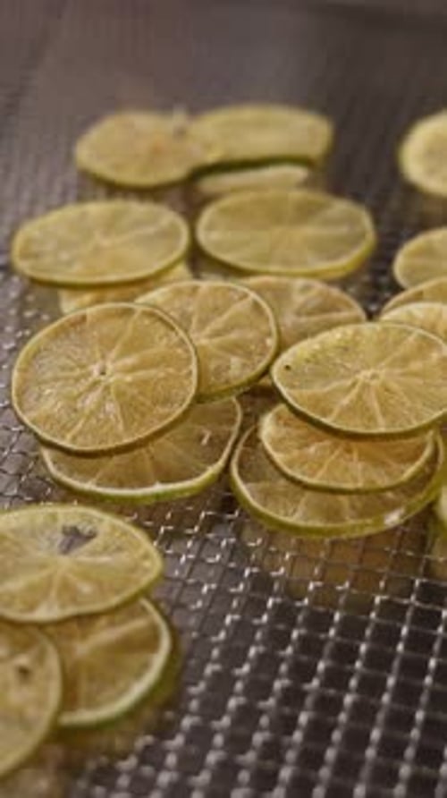 dehydrated citrus fruits in a professional kitchen. Close-up