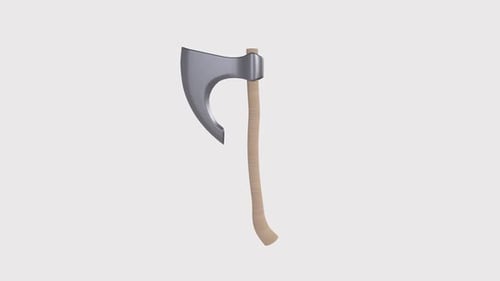 Axe rotation in loop on white background