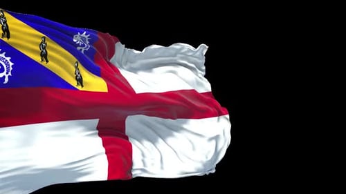 Realistic Waving English Heraldic Flag with Alpha Channel