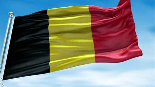 Realistic Belgium Flag Waving Seamless Loop Animation