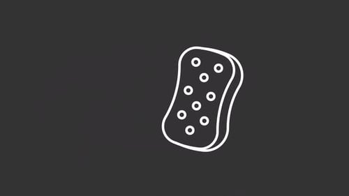 Minimalist Sponge Cleaning Animation with Sparkling Effect