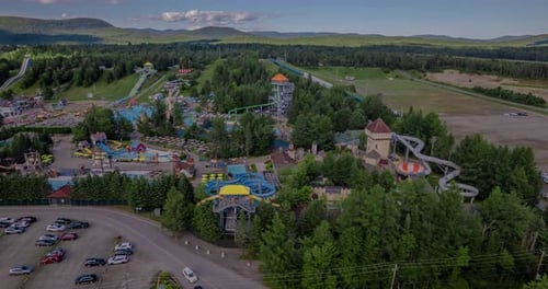 Water park aerial view hyperlapse video
