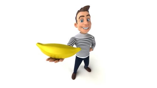 Homem divertido de desenho animado 3D com canal alfa