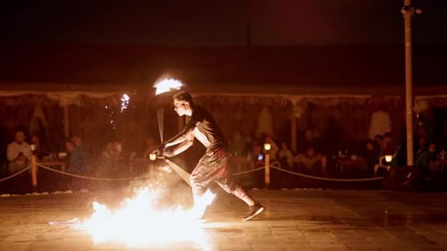 Fire twirling in Dubai