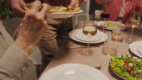 Sharing Plates of Bruschetta, Dining With Friends