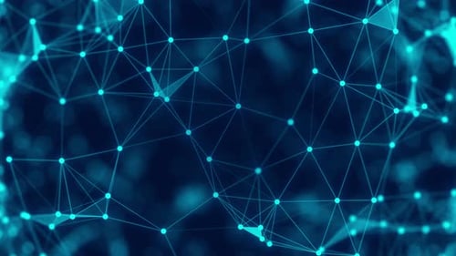 Abstract digital connection moving plexus shapes.