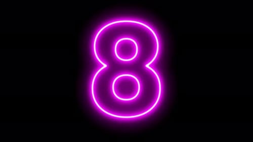 Pink Neon Number Eight Outline Reveal Animation