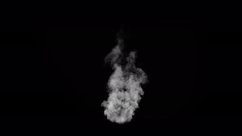 Fume Collection: Steam belching from center from bottom of frame and rising on black background