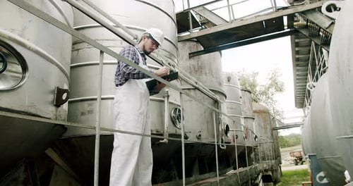 Alcohol Production Concept Wine Production Plant Steel Wine Distilling Tanks