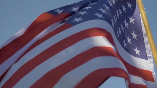 American Flag Waving Proudly on Sunny Day