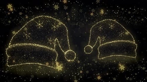 Elegant Golden Santa Hats Particle Animation for Christmas
