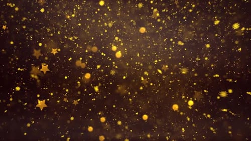 Golden Sparkling Particles Falling Festive Holiday Background