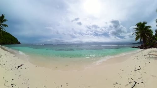Remote Beach with Turquoise Waters and Palm Trees Seychelles Mahe