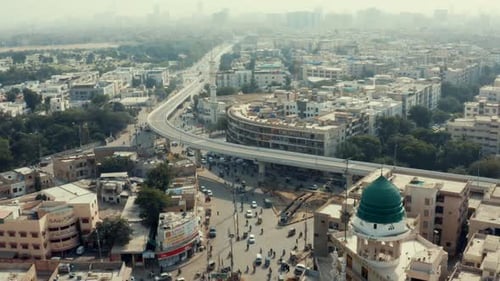 Karachi Traffic Road Drone View (Pakistan)
