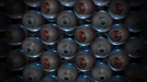 Abstract Surreal Eyeballs Shifting Gaze Looping Background Animation