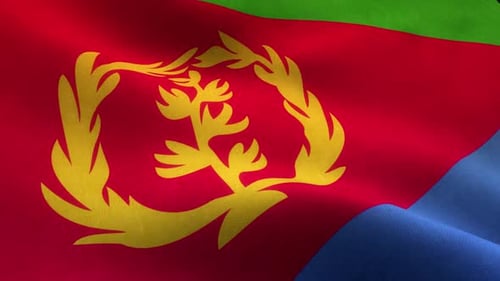 Eritrea National Flag Waving in Realistic Fabric Motion
