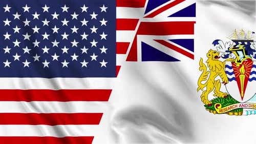 Realistic Waving Flags of United States and British Antarctic Territory