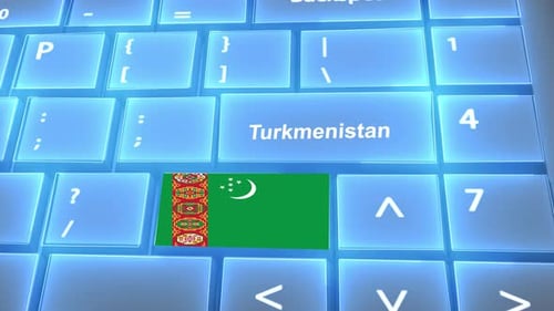 Flag of Turkmenistan on the Buttons on Keyboard With Country Name