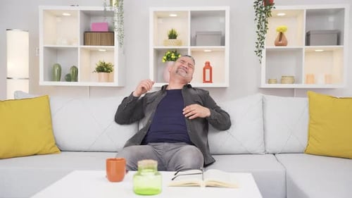 Sick old man whose bones hurt when he sneezes.