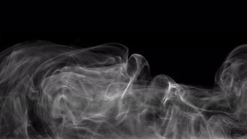 Abstract White Smoke Flowing on Black Background