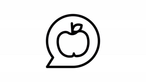 Animated Apple Icon in Speech Bubble for Communication