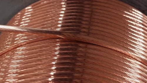 Modern cable manufacturing, cable factory. Copper cable production process in a modern factory. Copp