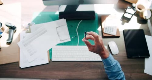 Documents, hands and businessman in office with pen for company finance report with forecasting