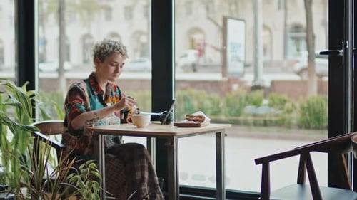 Stylish Girl With Disability In Cafe