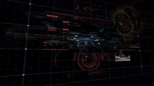 Futuristic Drone HUD Interface with Data Visualization