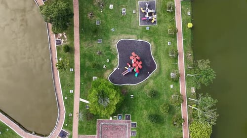 Aerial Drone View of Batu Pahat Park Playground
