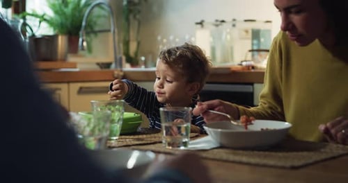 Family Meal at Home with Young Child