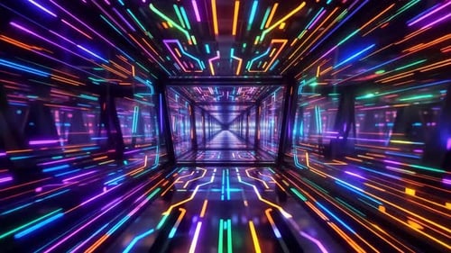 Futuristic Cyberpunk Neon Tunnel VJ Loop Motion Graphics