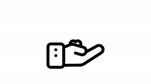 Animated Hand Receiving Hearts Minimalist Flat Design Icon