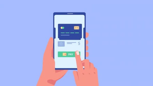 Flat Design Mobile Payment Process Animation, Backgrounds Motion ...