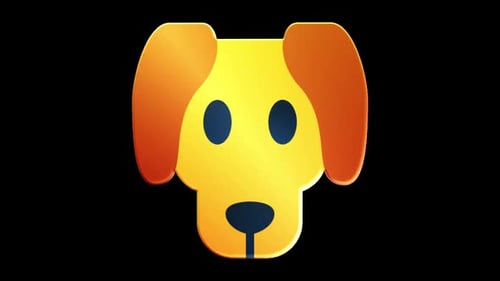 Animated 3D Cute Dog Head Emoji Rotation Loop
