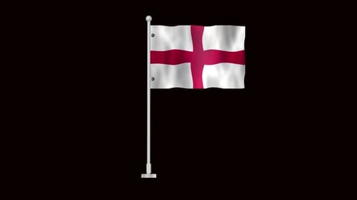 Waving England Flag Animation on Black Background