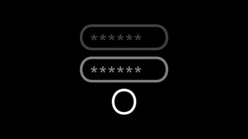 Nano Sammlung: Animiertes Loop-Element zur Eingabe von Passwort-Symbolen auf schwarzem Hintergrund