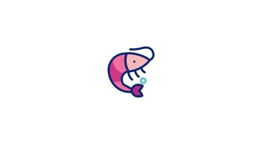 Animated Flat Design Shrimp Icon