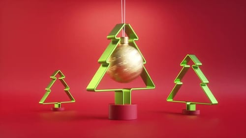 Christmas animation, holiday pendulum isolated on red background