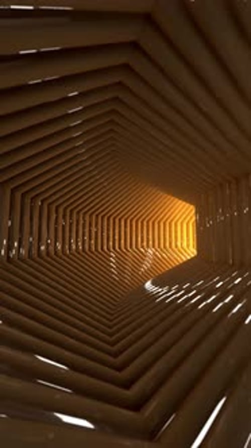 Vertical Video - Shiny Futuristic Yellow Tunnel Background