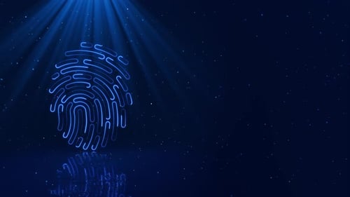 Digital Fingerprint Icon Reveal with Neon Glow