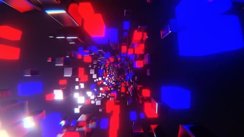 Blue And Red Vibrant Sci Fi Neon Tunnel Background VJ Loop l 4K