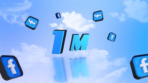 3D Social Media Followers Celebration With Thank You Message