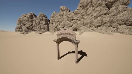 An Aerial View of a Building in the Desert