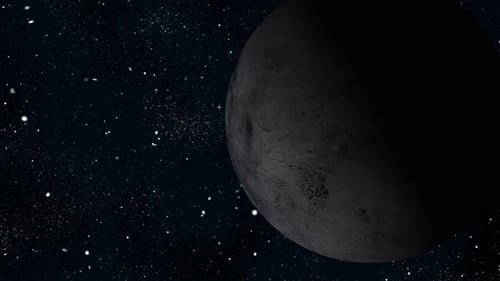 Rotating Moon with Craters in Starry Space